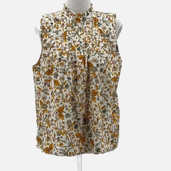 J. Crew Pintuck Cotton Poplin Top in Sunny Blooms - NEW - Size Medium - Picture 1 of 10
